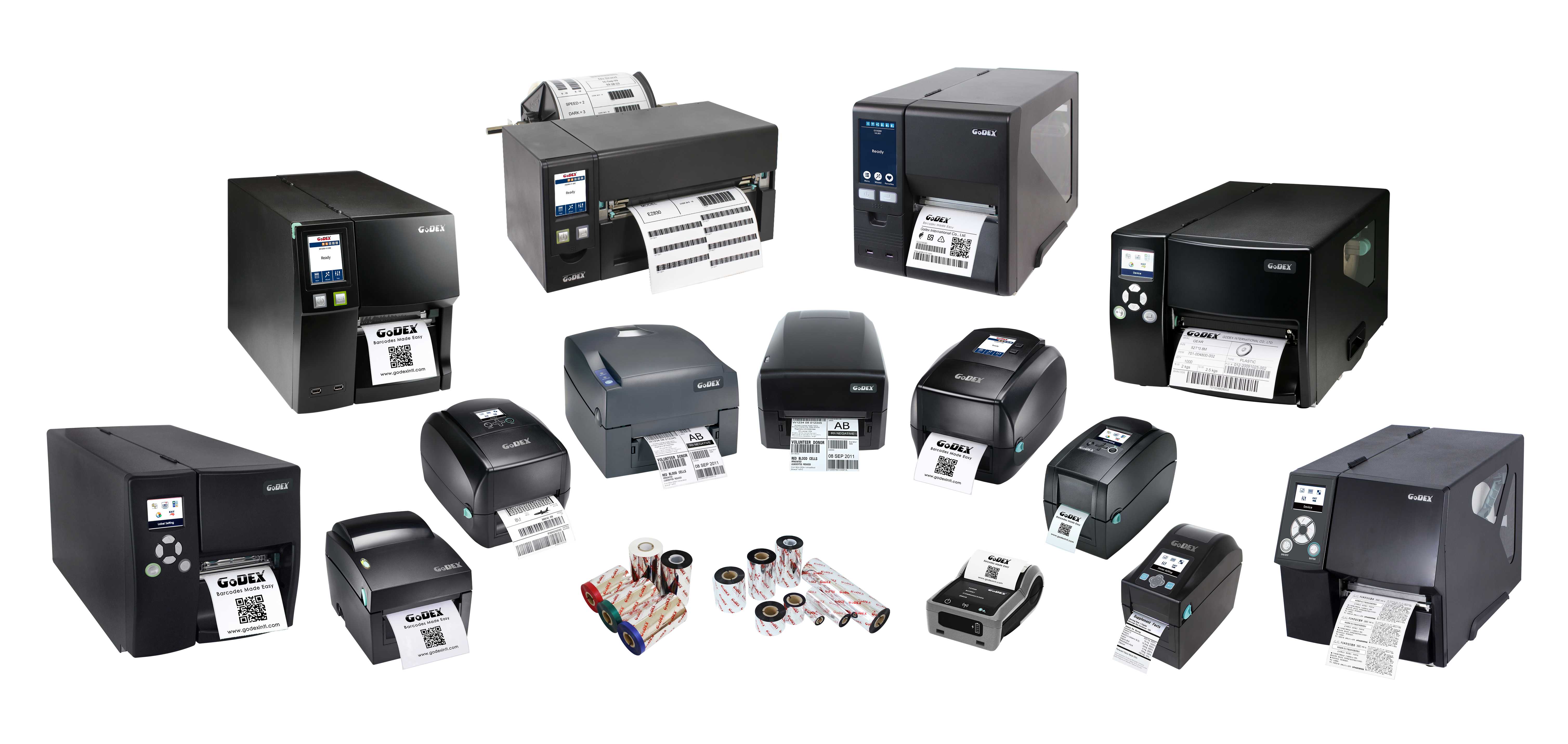 The GoDex printer family ranges.